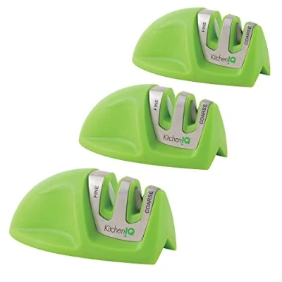 Image of KitchenIQ 51422 Edge Grip 2 Stage Knife Sharpener, Green 3 Pack