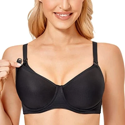 Image of Gratlin Women&#039;s Support Nursing Bras Padded Breastfeeding Underwired Plus Size Meternity Dark 36DD