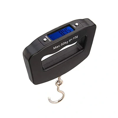 Image of Meichoon Mini Portable Digital Luggage Weight Scale Electronic Steelyard 110lb /50kg with Fishing Hanging Hook Tare Function Backlit LCD Display for Home Farm Factory Hunting Outdoor C42