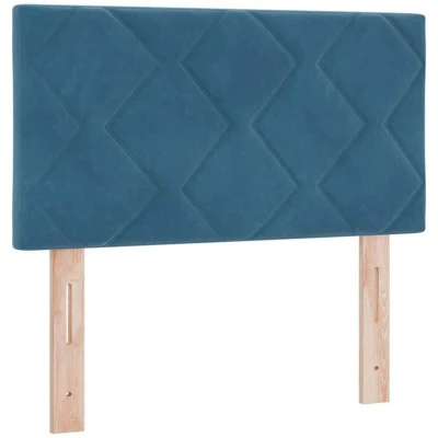 Image of vidaXL LED Headboard Diamond Blocks Design Dark Blue 80 cm Velvet