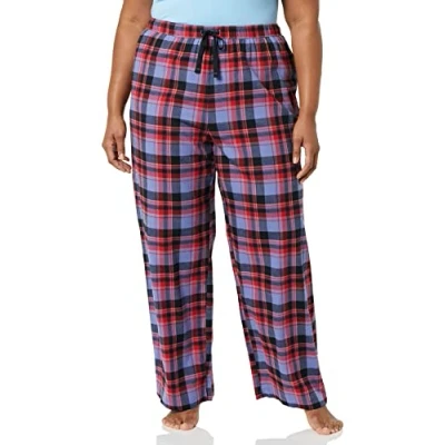 Image of Amazon Essentials Women&#039;s Flannel Pyjama Sleep Bottoms (Available in Plus Size), Blue Mixed Tartan, XXS