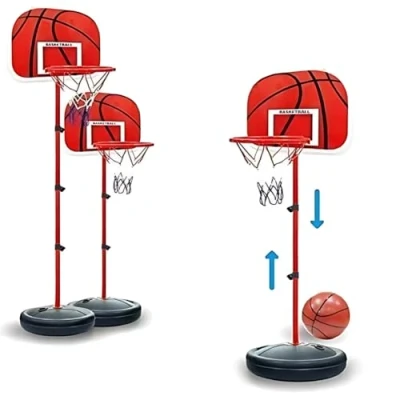 Image of Trendi Adjustable Basketball Backboard Stand &amp; Hoop Set for Children 1.7m Red, Training Equipment Kids, Height Adjustable, Durable, Outdoor/Indoor Use, Perfect Practice