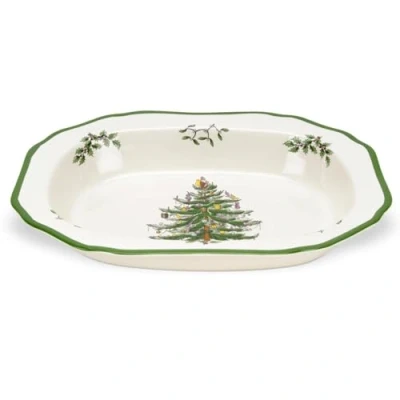 Image of Spode Christmas Tree Vegetable Dish, 11.5 Inch Festive Earthenware Serving Bowl Dishwasher &amp; Microwave Safe Holiday Tableware for Seasonal Entertaining, Dinnerware, Home Décor