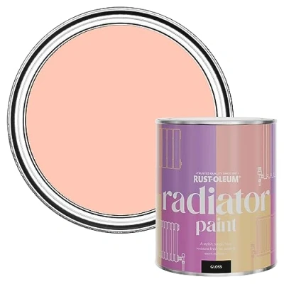 Image of Rust Oleum Peach Heat Resistant Radiator Paint in Gloss Finish Happy As A Clam 750ml