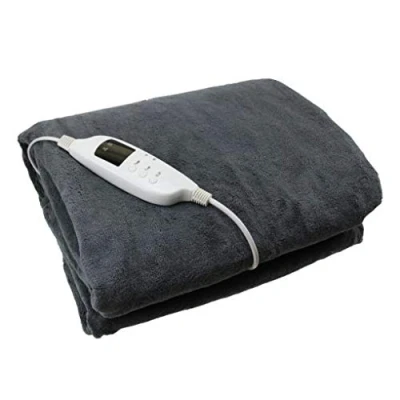 Image of Guaranteed4Less Electric Heated Blanket Throw Over Soft Fleece Washable Polyester Warm Mattress (Grey)