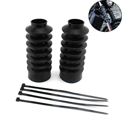 Image of Bestbuymoto 2PCS 39mm Motorcycle Front Fork Cover Gaiters Rubber Long Boots For Sportster XL883 XL1200 FXD, black