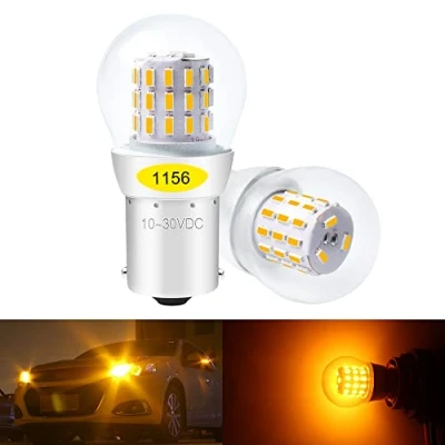 Image of DEFVNSY Pack of 2 Amber/Yellow P21W 1156 BA15S 1141 1003 7506 1073 Extremely Bright LED Light 3014 39 SMD Replacement Bulbs For Turn Signal Lights Tail Blinker Side Marker 10 30V DC