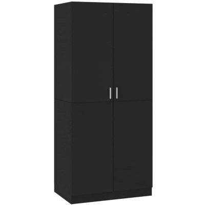 Image of vidaXL Wardrobe Black 80x52x180 cm Engineered Wood