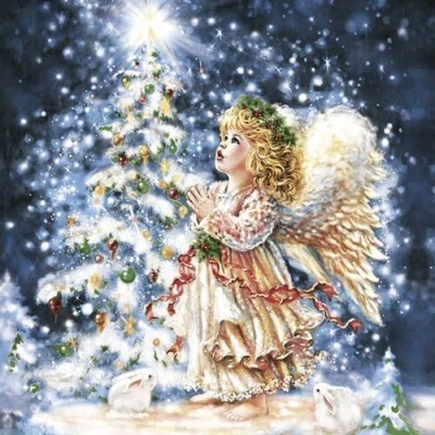 Image of 20 Napkins Angel on Christmas Tree Table Decoration for Winter and 33 x cm