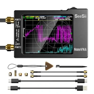 Image of SEESII Nanovna H Vector Network Analyzer,Upgraded HW3.6 10KHz 1.5GHz MF HF VHF UHF Antenna Analyzer, Measuring S Parameters, Voltage Standing Wave Ratio,Phase,Delay,Smith Chart,Support Data Storage