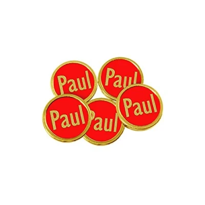 Image of Personalised Flat Golf Ball Markers (Gold Coloured, Gold on Red)