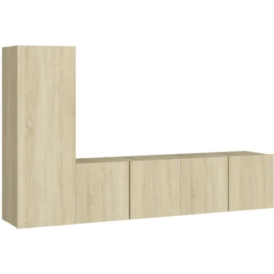 Image of vidaXL 3 Piece TV Cabinet Set Sonoma Oak Engineered Wood
