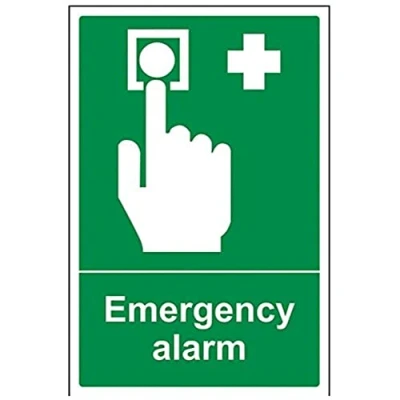 Image of VSafety Emergency Alarm Sign Portrait 200mm x 300mm 1mm Rigid Plastic