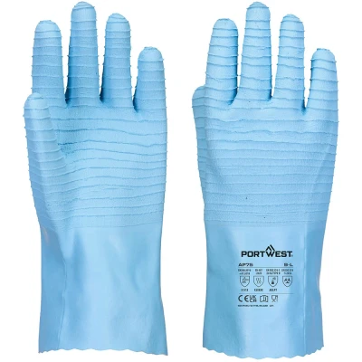 Image of Portwest FD Chemical B Latex Gauntlet Blue Medium