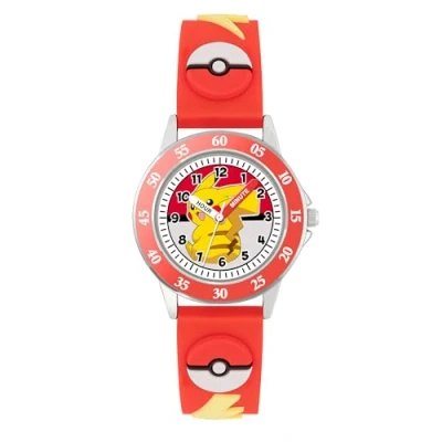 Image of Peers Hardy Pokemon Kids Time Teacher Red 3D Silicone Strap Learn to Tell The Watch POK9074