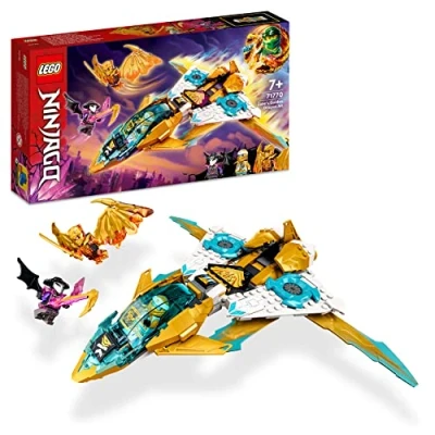 Image of LEGO 71770 Ninijago Zane&#039;s Golden Dragon Jet, Toy Plane Set, Birthday Gift Idea for Kids, Boys and Girls 7 Plus Years Old with Cole Zane Minifigures, Multicolor