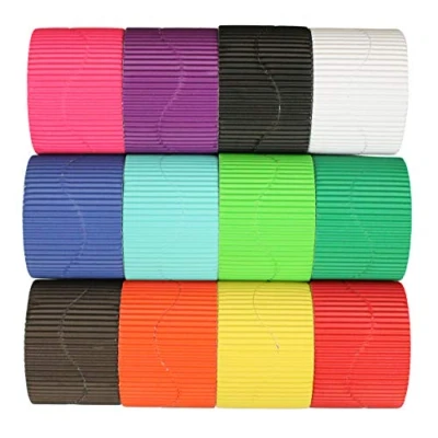 Image of Bright Ideas Corrugated Border School Displays, (Pack of 12 Rolls) in Assorted Colours, 10cm x 7.5m. BI7868.