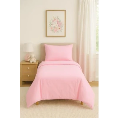 Image of ComfortCare Flame Retardant Bed Linen set, Single size, inc Duvet Cover, Fitted sheet and Pillowcase pair (Pink)