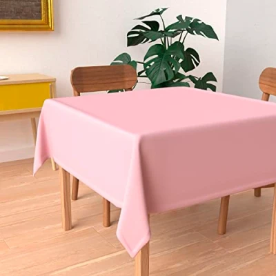 Image of Soleil d &#039;Ocre 814235 Alix Anti Stain Square Tablecloth Polyester 180 x cm Pink
