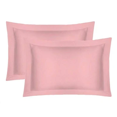 Image of 200 Thread Count 100% Egyptian Cotton Pair Of Pillowcases (Pink, Oxford Pillow Cases)
