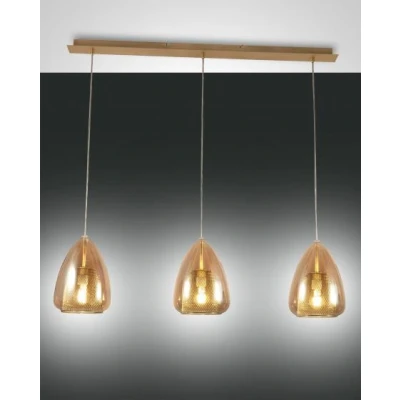 Image of Britton Straight Bar Pendant Ceiling Light Amber Glass, E27