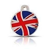 Image of Surrey Feed SMALL (22mm) PATRIOT UNION JACK FLAG DISC Engraved Cat/Dog/Pet ID NAME tag. A very durable pet PLEASE EMAIL US WITH ENGRAVING DETAILS WHEN PLACING YOUR ORDER.