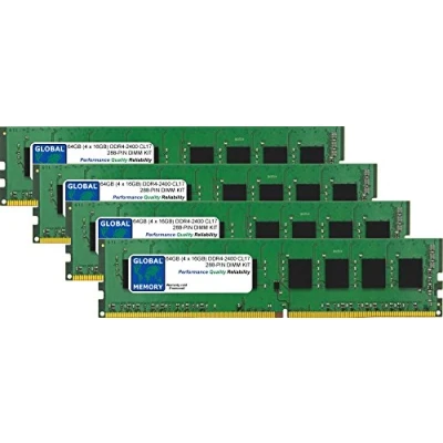 Image of 64GB (4 x 16GB) DDR4 2400MHz PC4 19200 288 PIN DIMM MEMORY RAM KIT COMPATIBLE WITH PC DESKTOPS/MOTHERBOARDS
