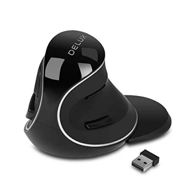 Image of DeLUX Ergonomic Mouse, Wireless 2.4G Vertical Slient Click, Removable Wrist Rest, 800/1000/1600DPI, 6 Buttons, for Carpal Tunnel, Laptop/PC/Mac (M618PLUS GX)