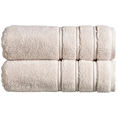 Image of Christy Antalya Large Bath Towels Set of 2 100% Turkish Cotton 600GSM Soft Plush Luxury Towel 70cm x 125cm Quick Dry Pumice Beige