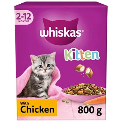 Image of Whiskas Junior Chicken Pack of 5 x 800 g Bags, Kitten Cat Dry Food