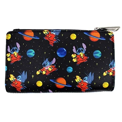 Image of Loungefly x Disney Lilo and Stitch in Space Allover Print Flap Wallet