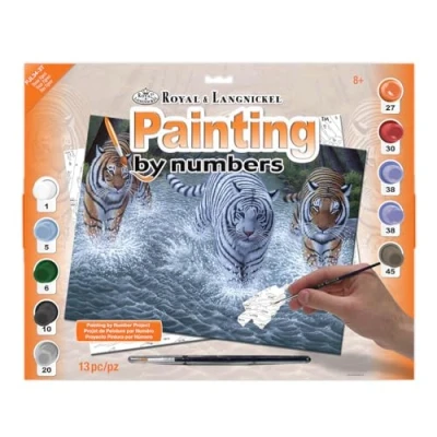 Image of Royal &amp; Langnickel 11 x 15 inch Three Tigers Pre Printed Paint by Number Painting Set