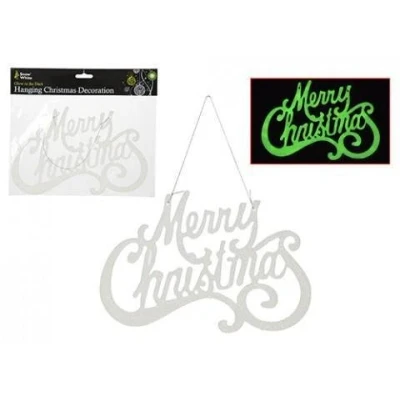 Image of PMS 26 X 16CM GLOW IN THE DARK MERRY CHRISTMAS SIGN PBHC
