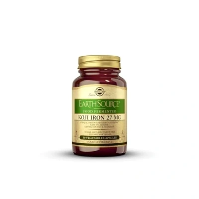 Image of Solgar Earth Source Food Fermented Koji Iron 27 mg Pack of 30 Highly Absorbable Supports a Plant Based Lifestyle Vegan and Gluten Free