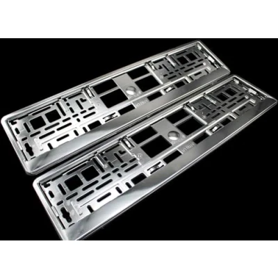 Image of Pair Of Number Plate Holders Carbon, Chrome CAR, TRUCK, VAN, TRAILER (Chrome Effect)