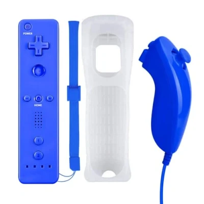 Image of Qumox Remote Controller and Nunchuck Joystick deep blue Compatible for wii/wii u