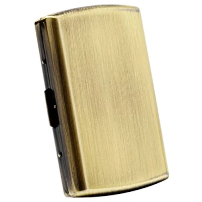 Image of Mini Metal Migarette Mase for Women and Men, Portable Double Sided Spring Clip Can Hold Up to 12 Ordinary 85mm Short Cigarettes, Not Be Placed The Credit Card Inside! (Antique Bronze)