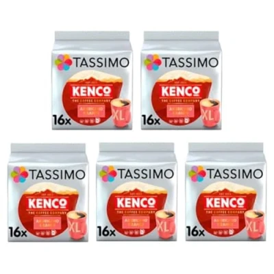Image of Tassimo Kenco Americano Grande XL Coffee Pods x16 (Pack of 5, Total 80 Drinks)