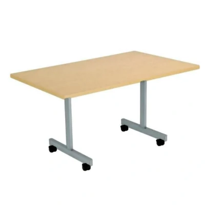 Image of Allegro Tilting Table 1600 X 700 Silver Legs Oak Top Ref OETT1670SVNO