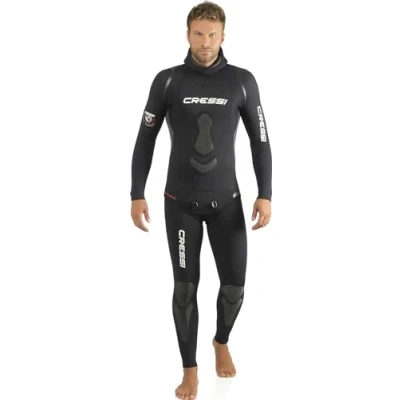 Image of Cressi Men&#039;s Apnea Wetsuits Two Piece Premium Neoprene 3.5 Mm, Black, Medium/Size 3
