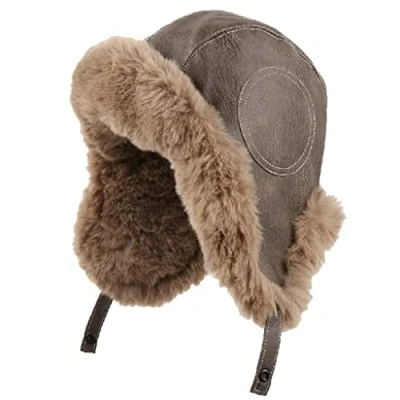 Image of TREWQ Winter Leather Hat Aviator Ear Flaps,Windproof Cap Real Hats Trapper Hat,Warm Hunting coffee
