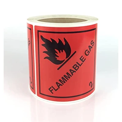 Image of Class 2.1 Labels Stickers 100mm Flammable Gas Hazard Warning Diamonds Rolls of 250 self Adhesive