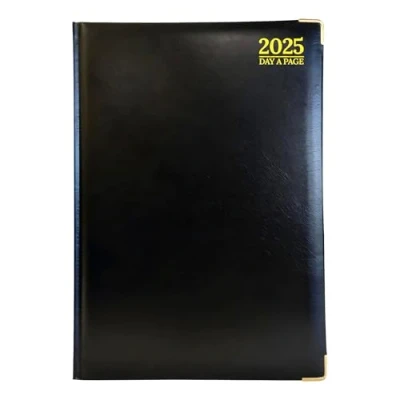 Image of G4GADGET A5 Day A Page Diary 2025 Hardback Cover Daily Planner with Hourly Slots Bold &amp; Compact (Black)