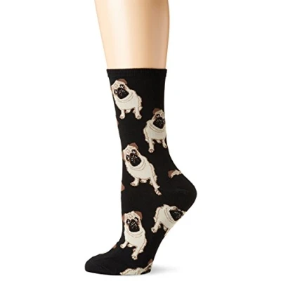 Image of Socksmith Pugs Womens Black Crew Socks