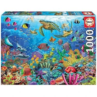 Image of Educa 19266 1000 Turtles in Paradise Underwater world, multicoloured