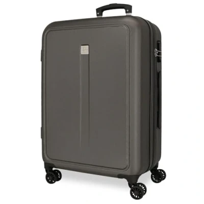 Image of Roll Road Cambodia Medium Suitcase Black 46x65x23cm Hard ABS Combination Lock Side 56L 3.8kg 4 Double Wheels, Black/White,