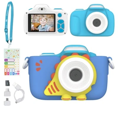 Image of Kids Digital Camera 16MP Photo &amp; 1080p Video Resolution myFirst 3 with Selfie Macro Lens Memory Card Storage up to 32GB, Includes Shockproof Case for Age 4 15 (Blue)