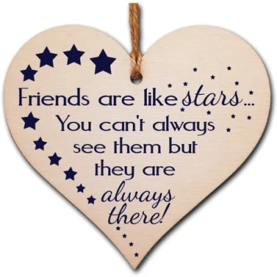 Image of Handmade Wooden Hanging Heart Plaque Gift Perfect for your Best Friend Friendship Keepsake