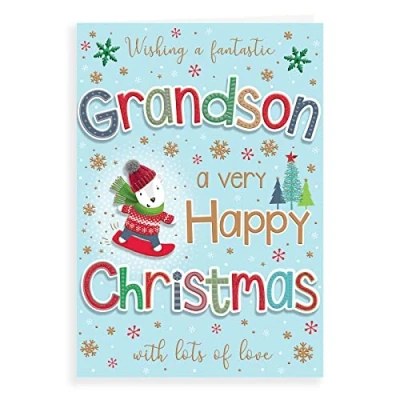 Image of Regal Publishing Modern Christmas Card Grandson 9 x 6 inches