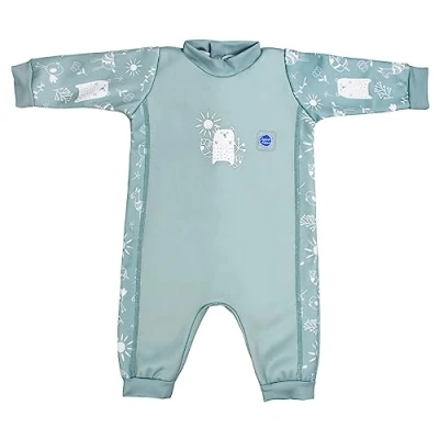 Image of Splash About Baby Girls Warm in One Erwärmen Wetsuit Piece Swimsuit, Sunny Bear, 6 12 monate